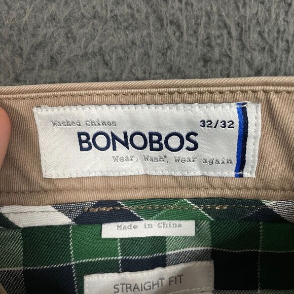 Bonobos Chino Pants Mens 32 Beige Tan Straight Fit Washed Chinos Casual 32x32 - Picture 3 of 12